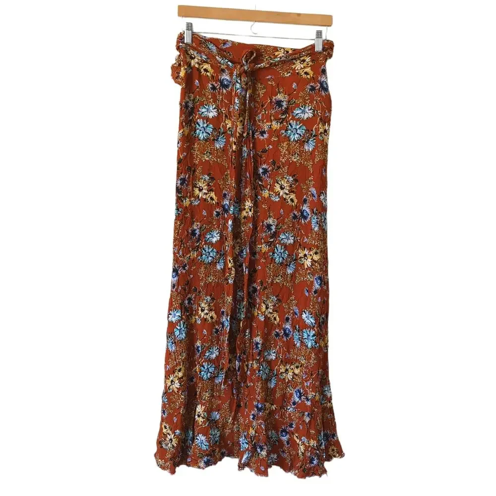Blue‎ Life Womens Aura Wrap Ruffle Skirt Size Large Summer Nights Floral Print